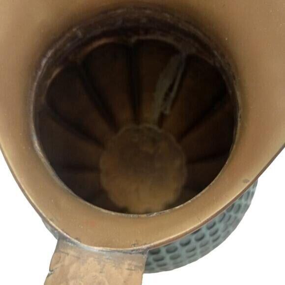 Mid 20th Century Copper Brass Hammered 11" Pitcher Exotic Large Lip Vintage Rare - Picture 6 of 12